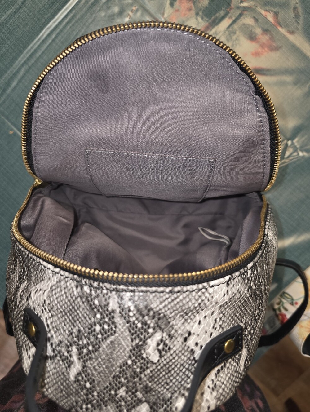 Fossil Cream Leather Backpack with Snake-Print Accent - Picture 7 of 10